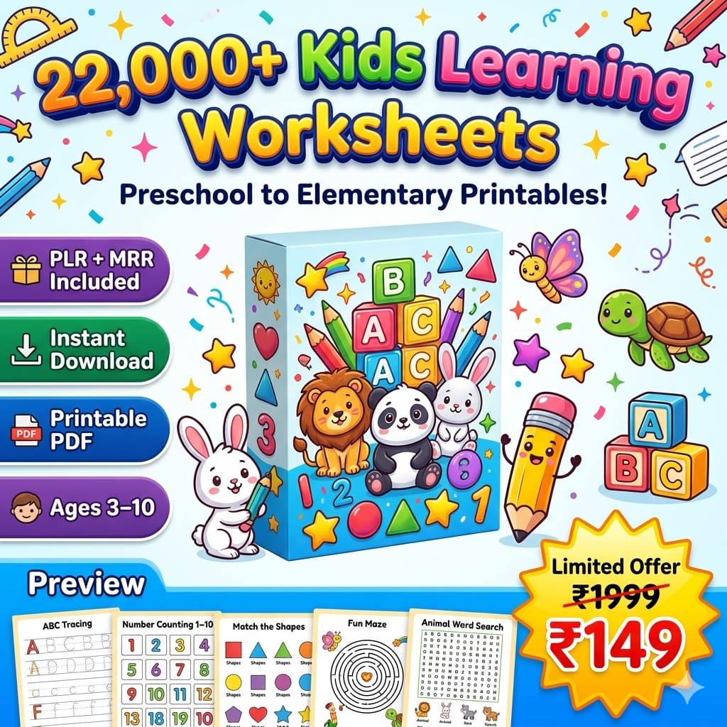 Kids worksheets bundle showcase