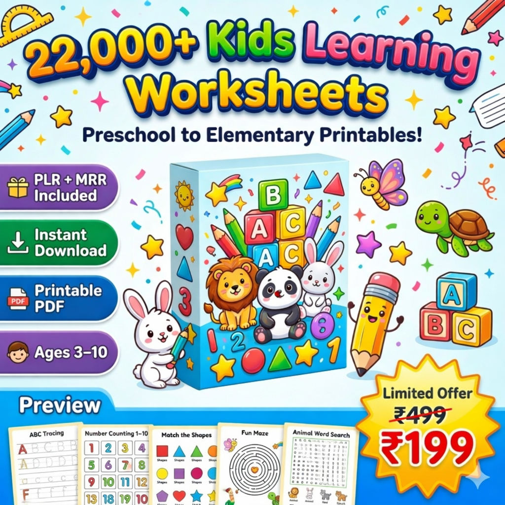 Kids worksheets bundle showcase